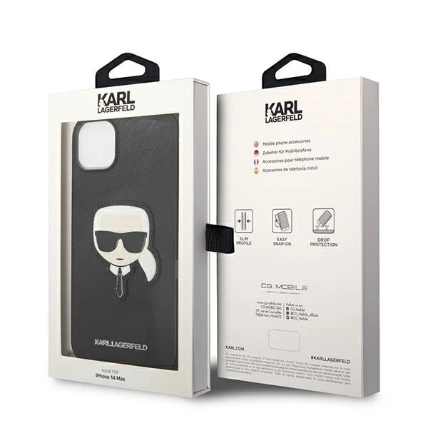 Etui Karl Lagerfeld KLHCP14MSAPKHK для iPhone 14 Plus 6,7" hardcase Saffiano Karl`s Head Patch